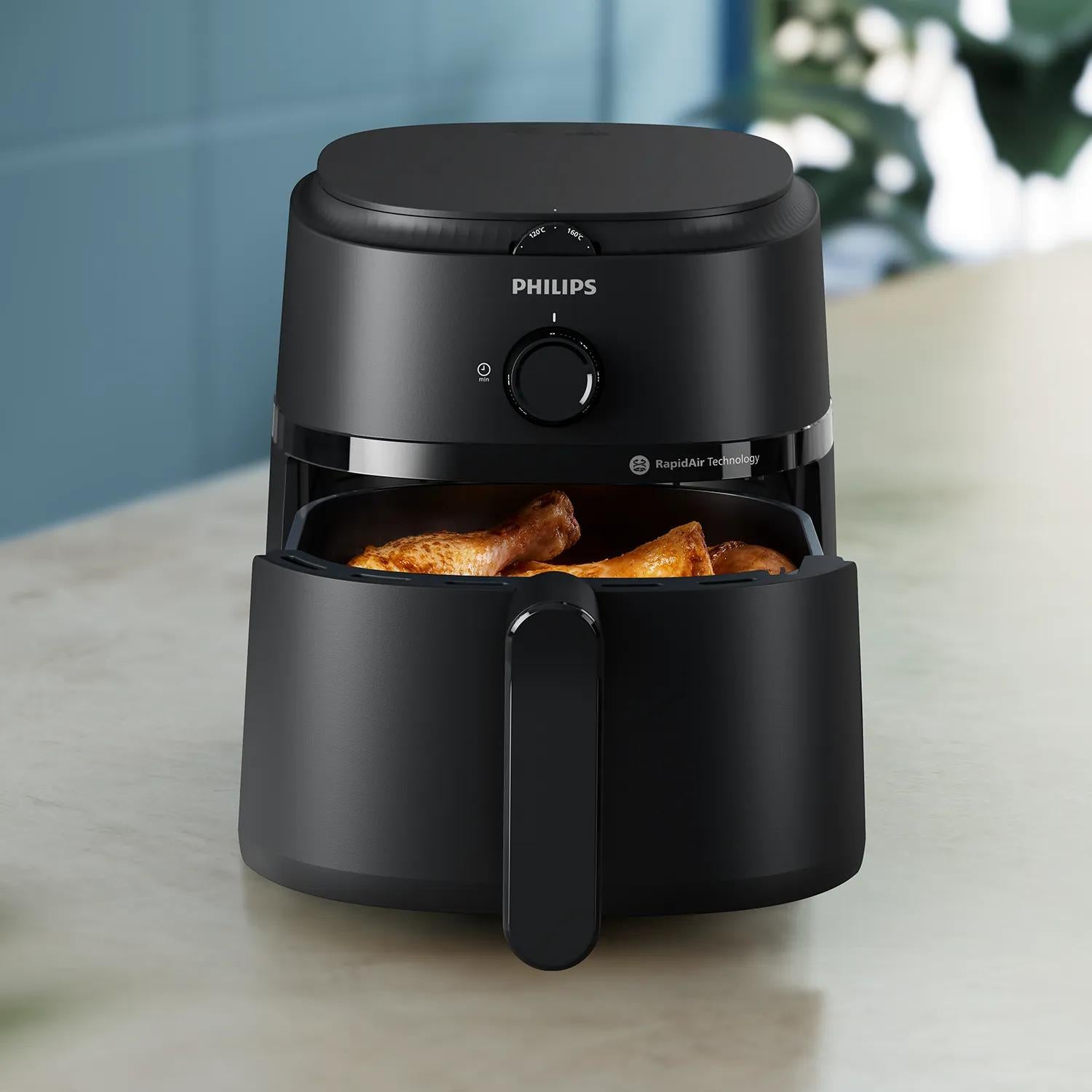 Philips Heissluftfritteuse NA120/00 – 4,2 l, Braten & Backen, 1500 W – schwarz