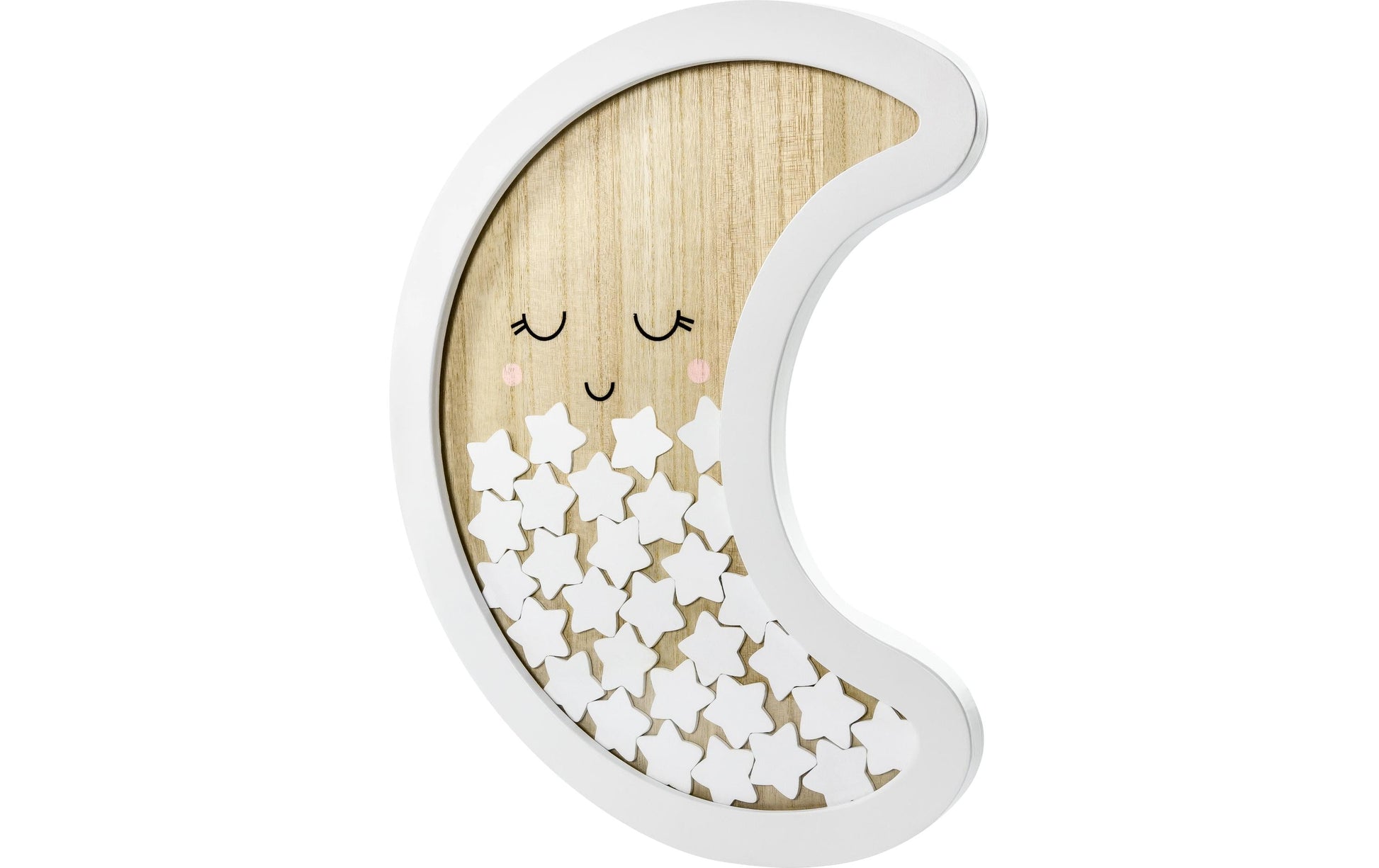 PartyDeco Mond Holz Gästebuch – 385 × 300 mm – Holzeinband, Weiss