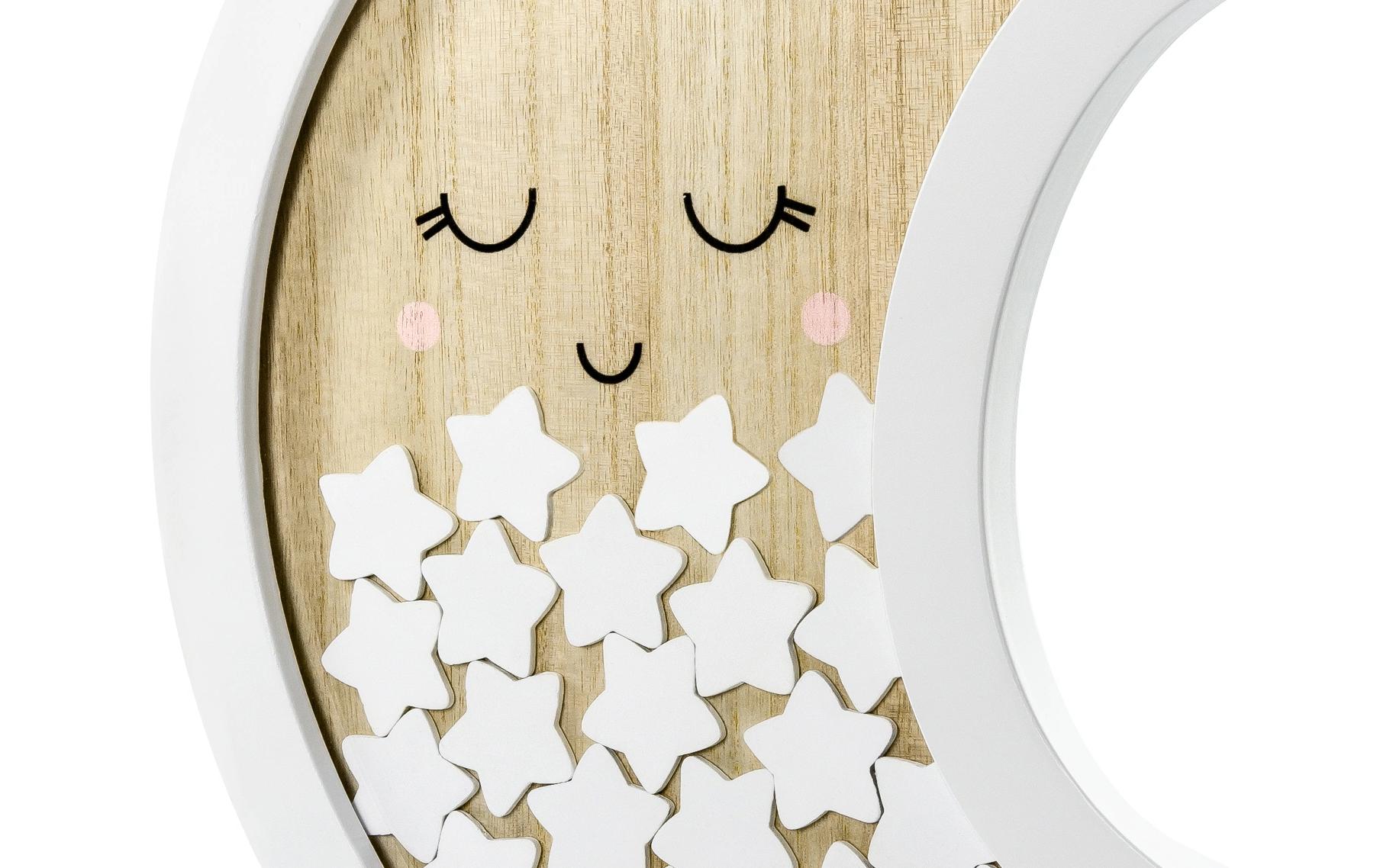 PartyDeco Mond Holz Gästebuch – 385 × 300 mm – Holzeinband, Weiss