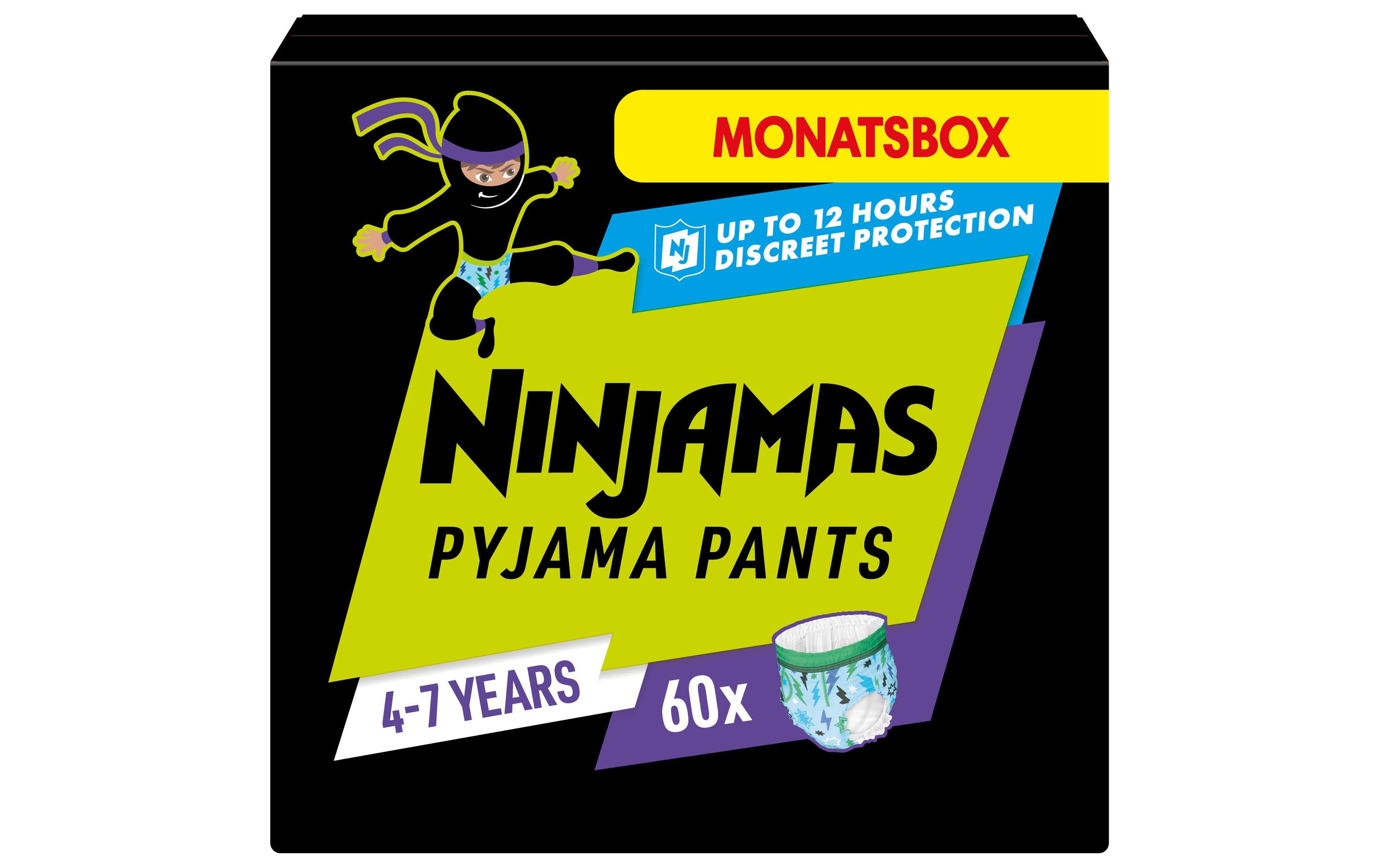 Pampers Nachtwindeln Ninjamas Jungs – Grösse 4–7 Jahre (17–30 kg) – 60 Stk – blau