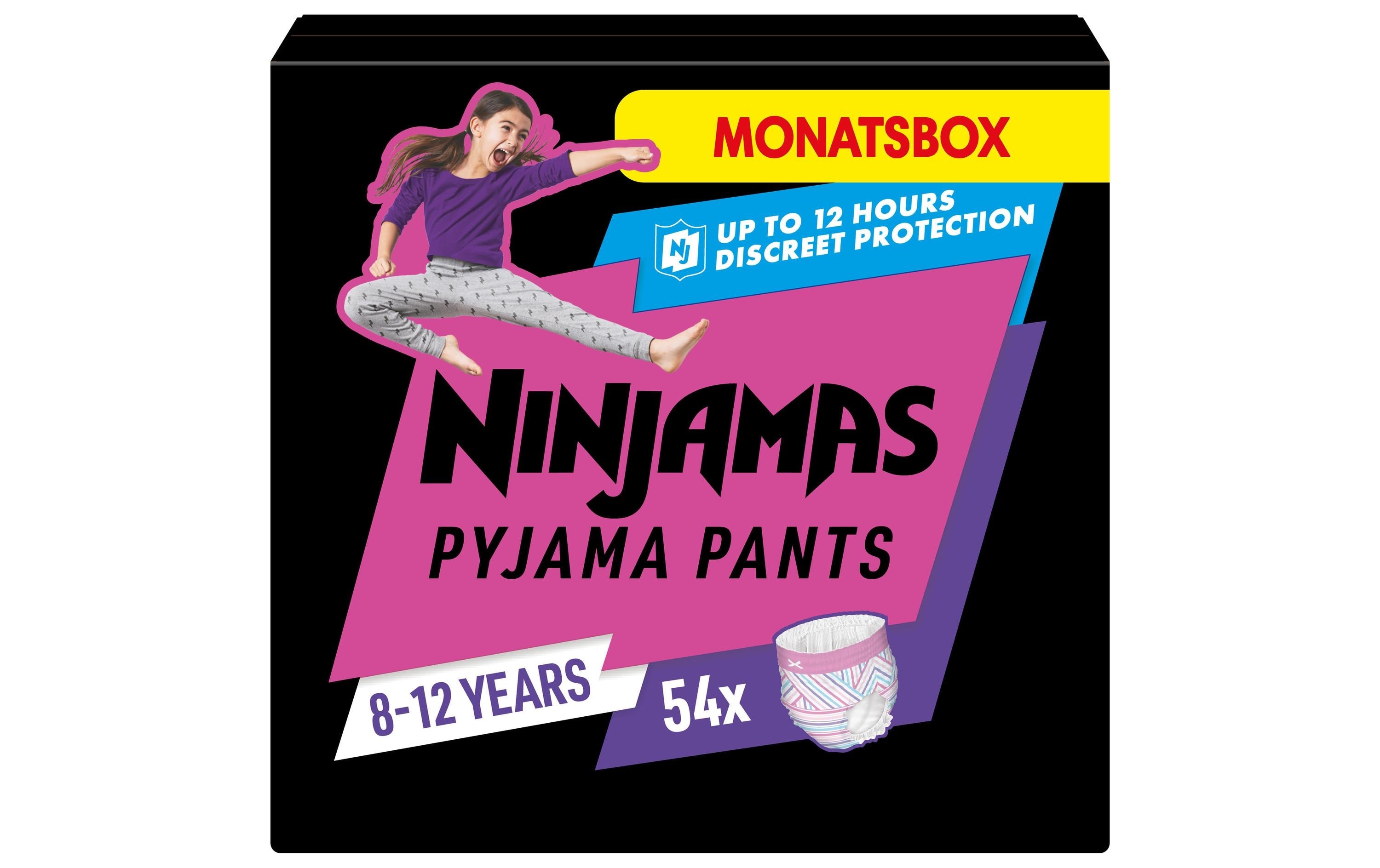 Pampers Nachtwindeln Ninjamas – Mädchen – Grösse 8–12 (27–43 kg) – 54 Stk – rosa