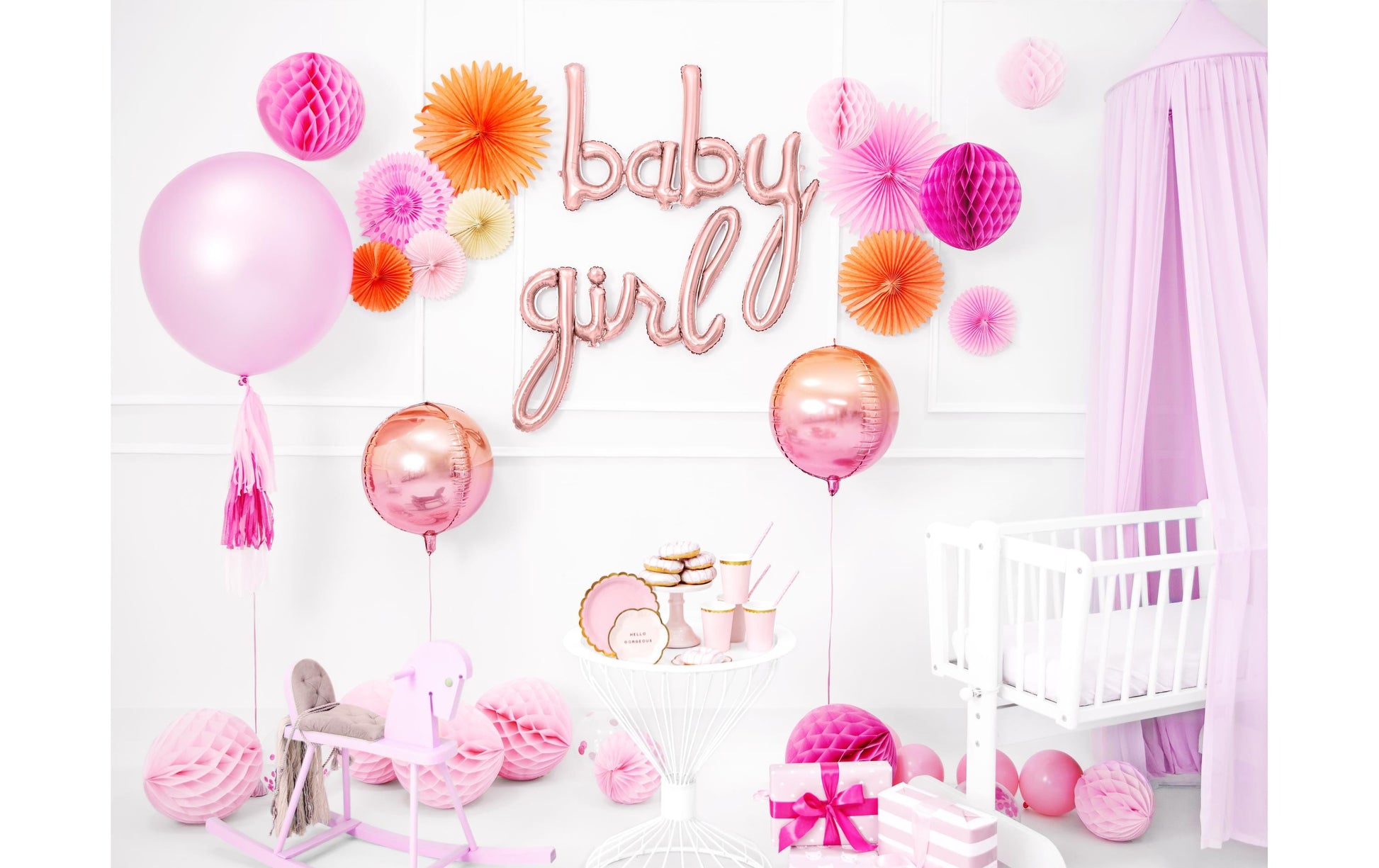 PartyDeco Teller, Papier/Karton – Ø 18 cm, Rosa mit Goldrand – 6 Stk.