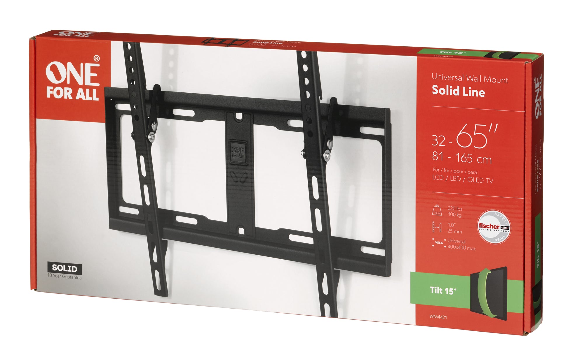 One For All Wandhalterung – Neigbar – 32–65" – VESA 200×200–400×400 – bis 100 kg, Schwarz