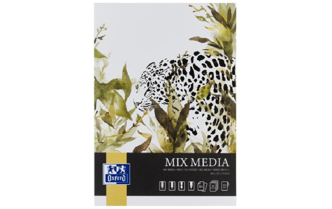 Oxford Art Mixed Media Block – A4 – 225 g/m² – Softcover – 25 Blatt, weiss