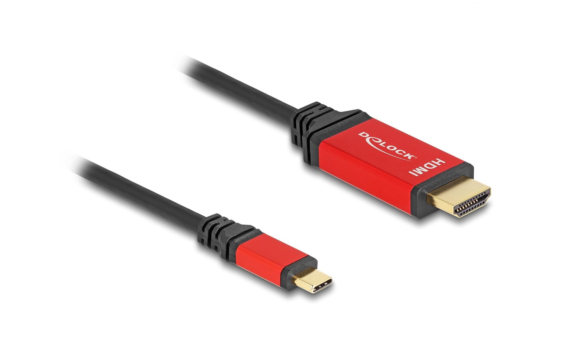 DeLOCK USB-C auf HDMI Kabel DP 1.4 8K 60 Hz – 2 m – HDR – Schwarz/Rot