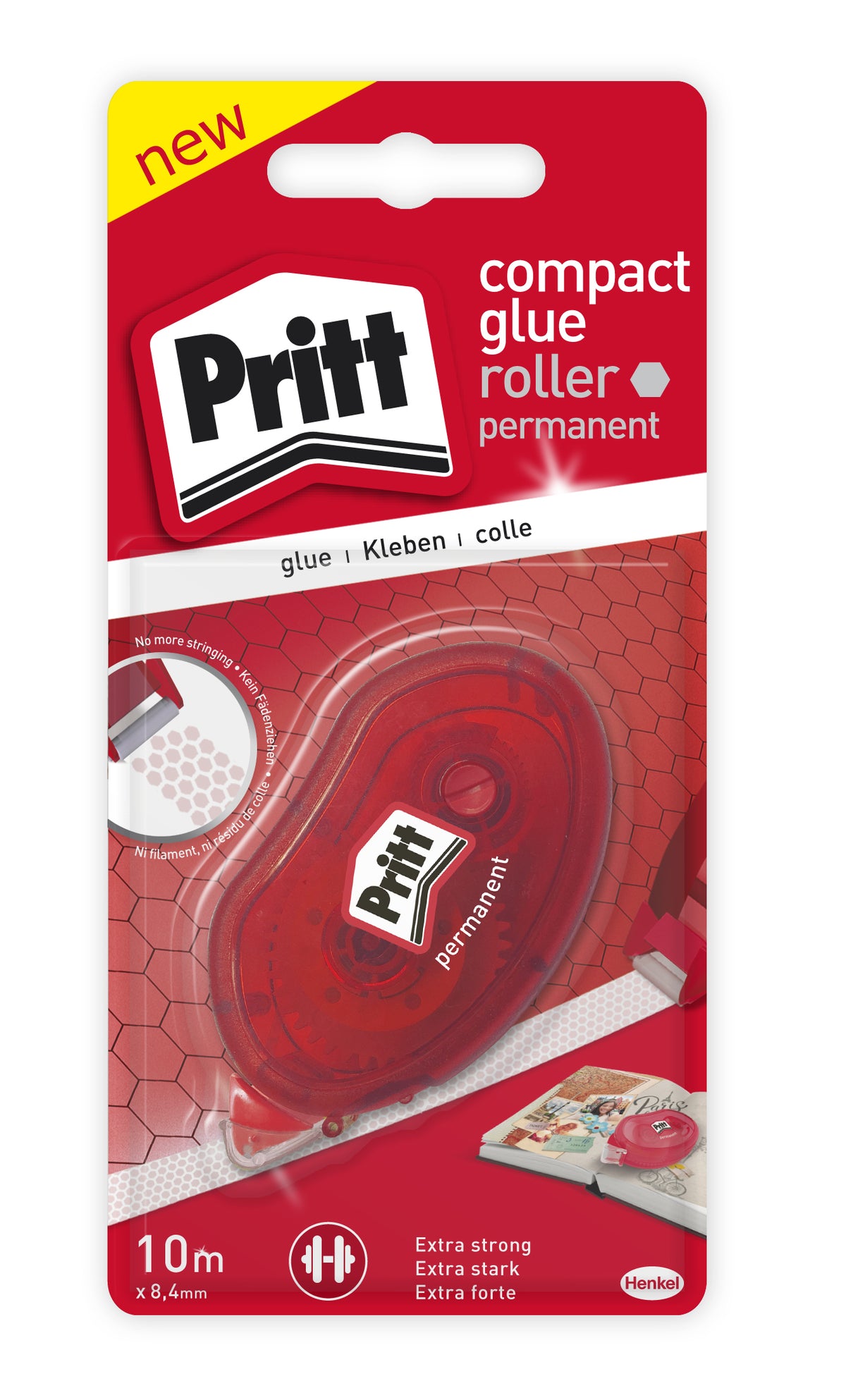 Pritt Kleberoller permanent – 8,4 mm × 10 m, 1 Stk., transparent, für Papier, Karton, Fotos