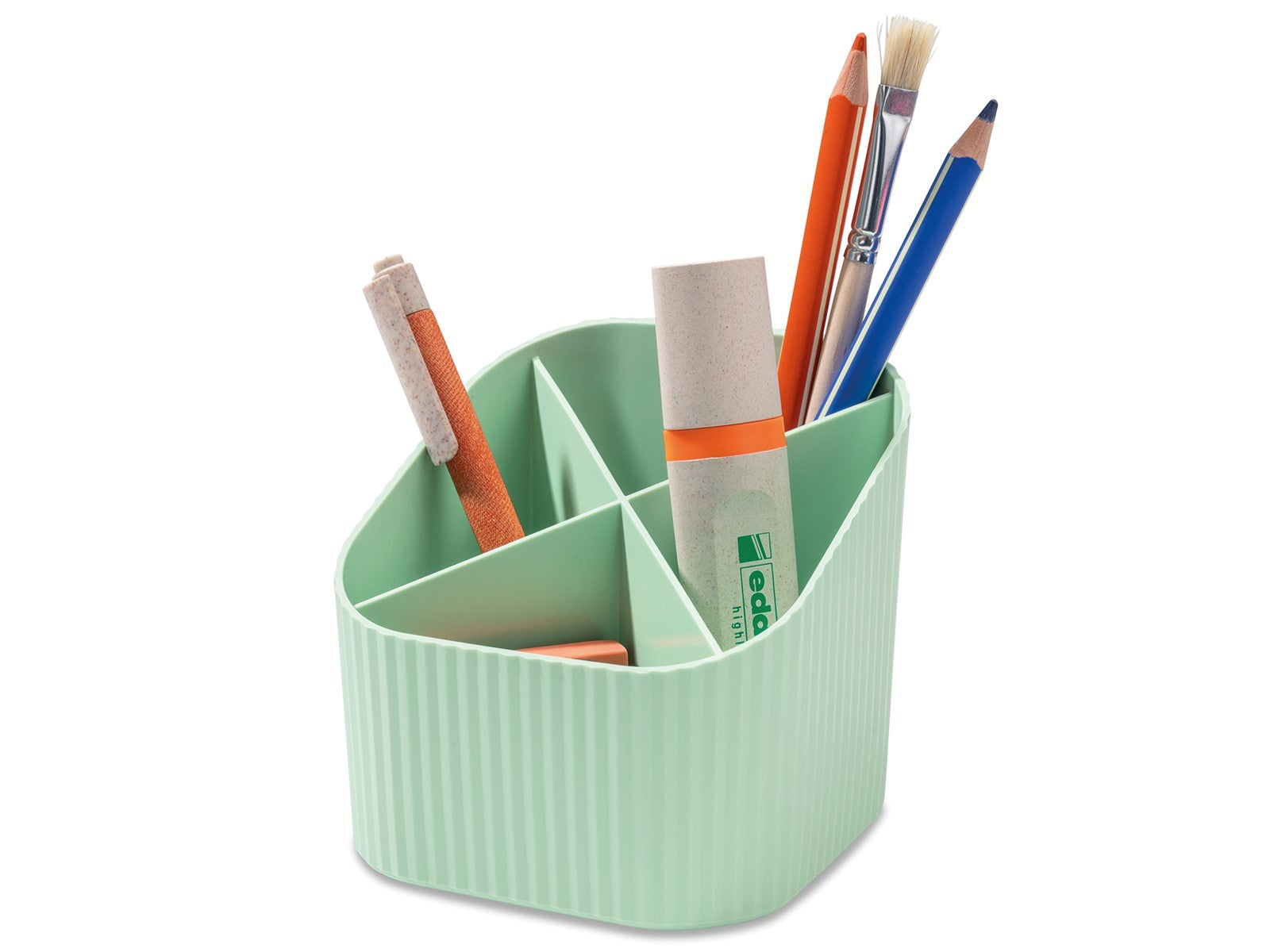 HAN Stifteköcher – 4 Fächer, grün, Kunststoff, B 111 × H 105 × T 111 mm, 6er-Set