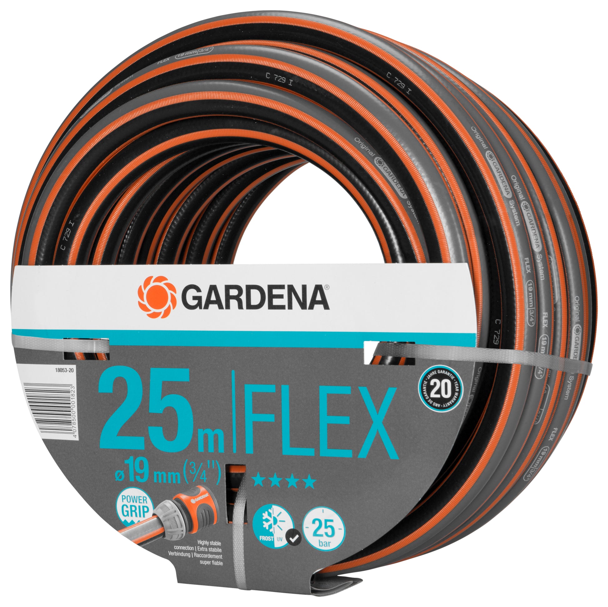 Gardena Comfort FLEX Gartenschlauch – Ø 19 mm × 25 m, 3/4" Anschluss, 25 bar, UV- und frostbeständig