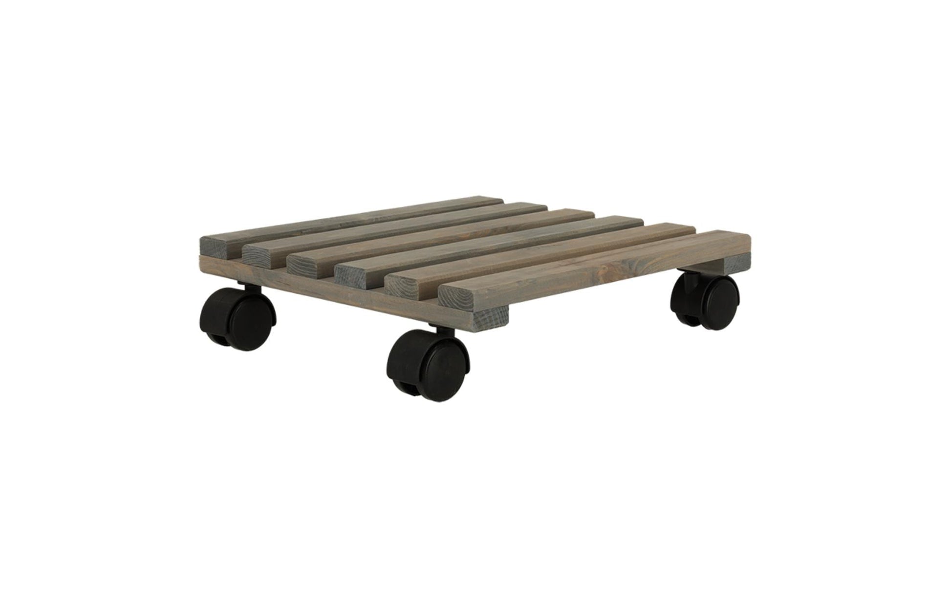 Esschert Design Blumenkübeluntersetzer – Kieferholz/PA/PP – Grau/Schwarz – mit Rollen – 292 × 85 × 292 mm
