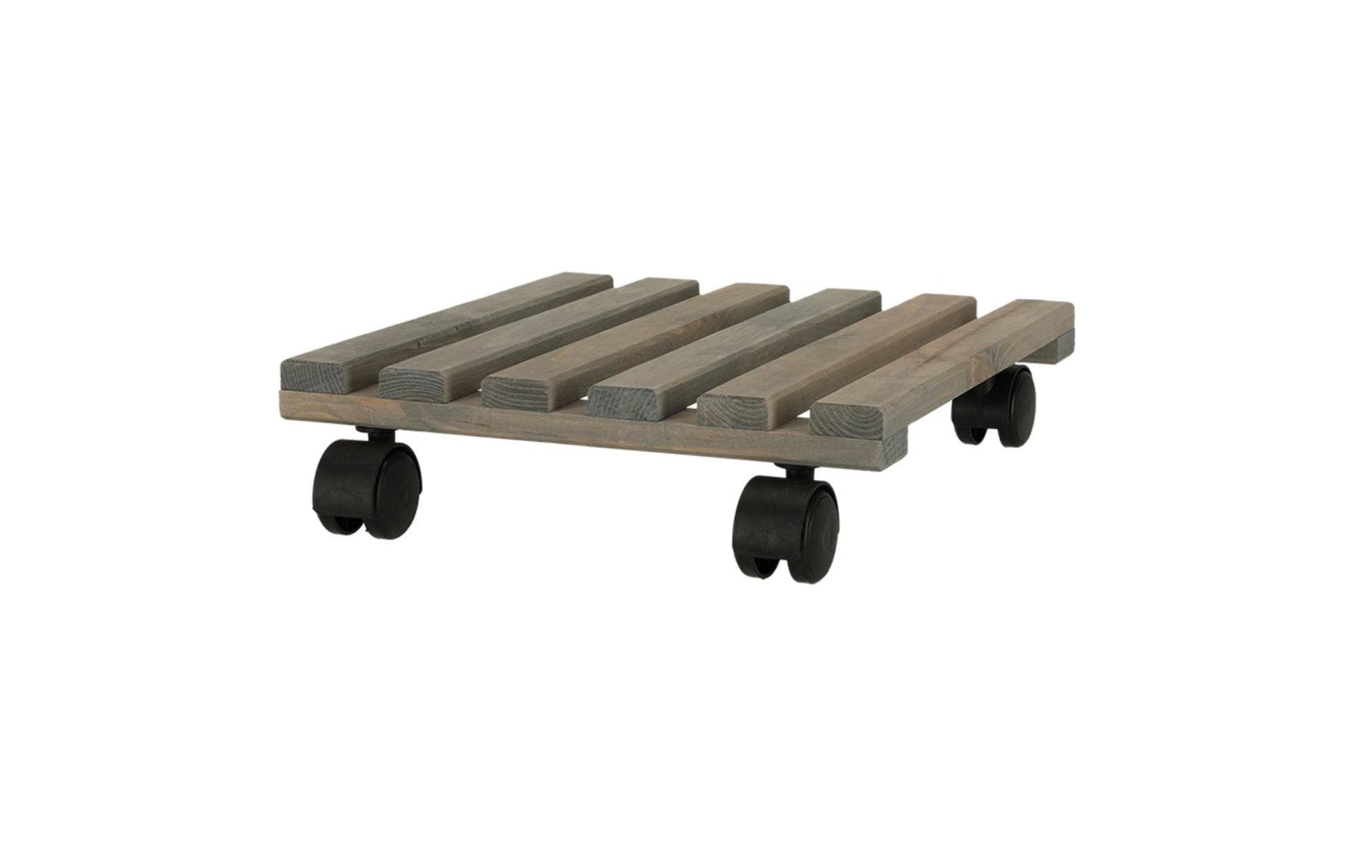 Esschert Design Blumenkübeluntersetzer – Kieferholz/PA/PP – Grau/Schwarz – mit Rollen – 292 × 85 × 292 mm