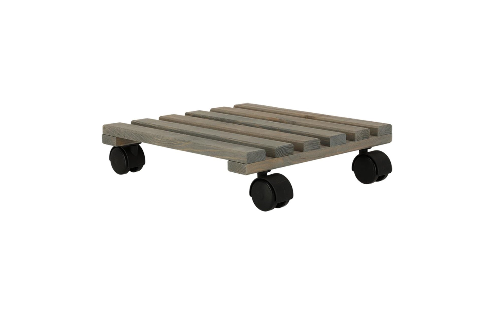 Esschert Design Blumenkübeluntersetzer – Kieferholz/PA/PP – Grau/Schwarz – mit Rollen – 292 × 85 × 292 mm