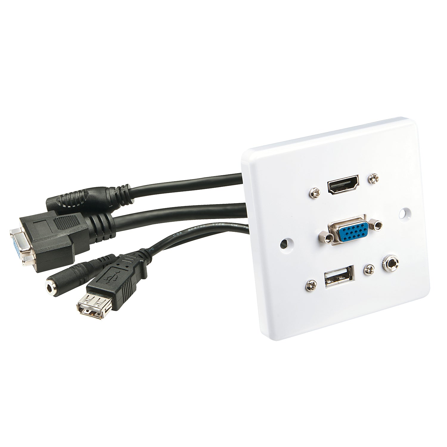 Lindy 60220 – Wandplatte, HDMI, VGA, USB-A, 3,5 mm, Weiss