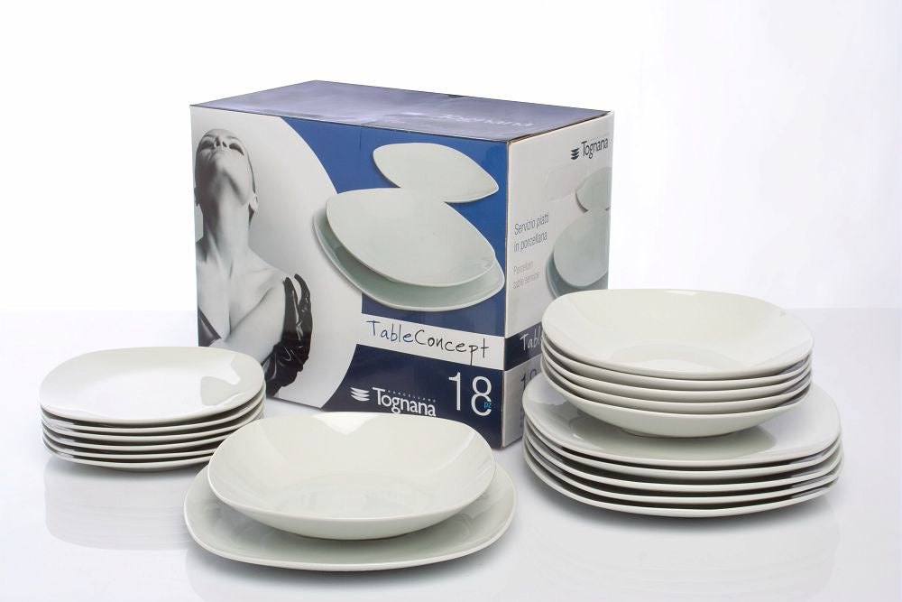 Tognana Porcellane Tognana Splendor Speise-Service – Set 18-teilig, Ø 25/21/19 cm, Porzellan, Weiss, spülmaschinenfest