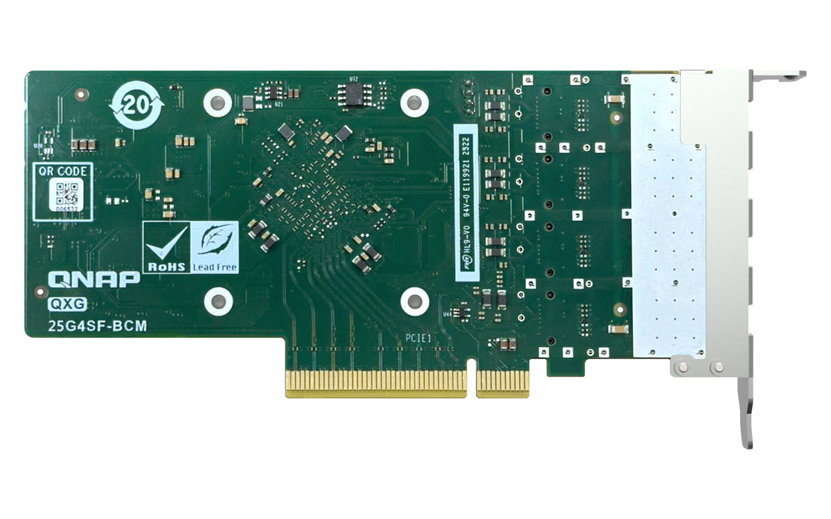 QNAP QXG-25G4SF-BCM – PCIe 25GbE SFP+-Karte – 4×SFP+ 25,0 Gbit/s