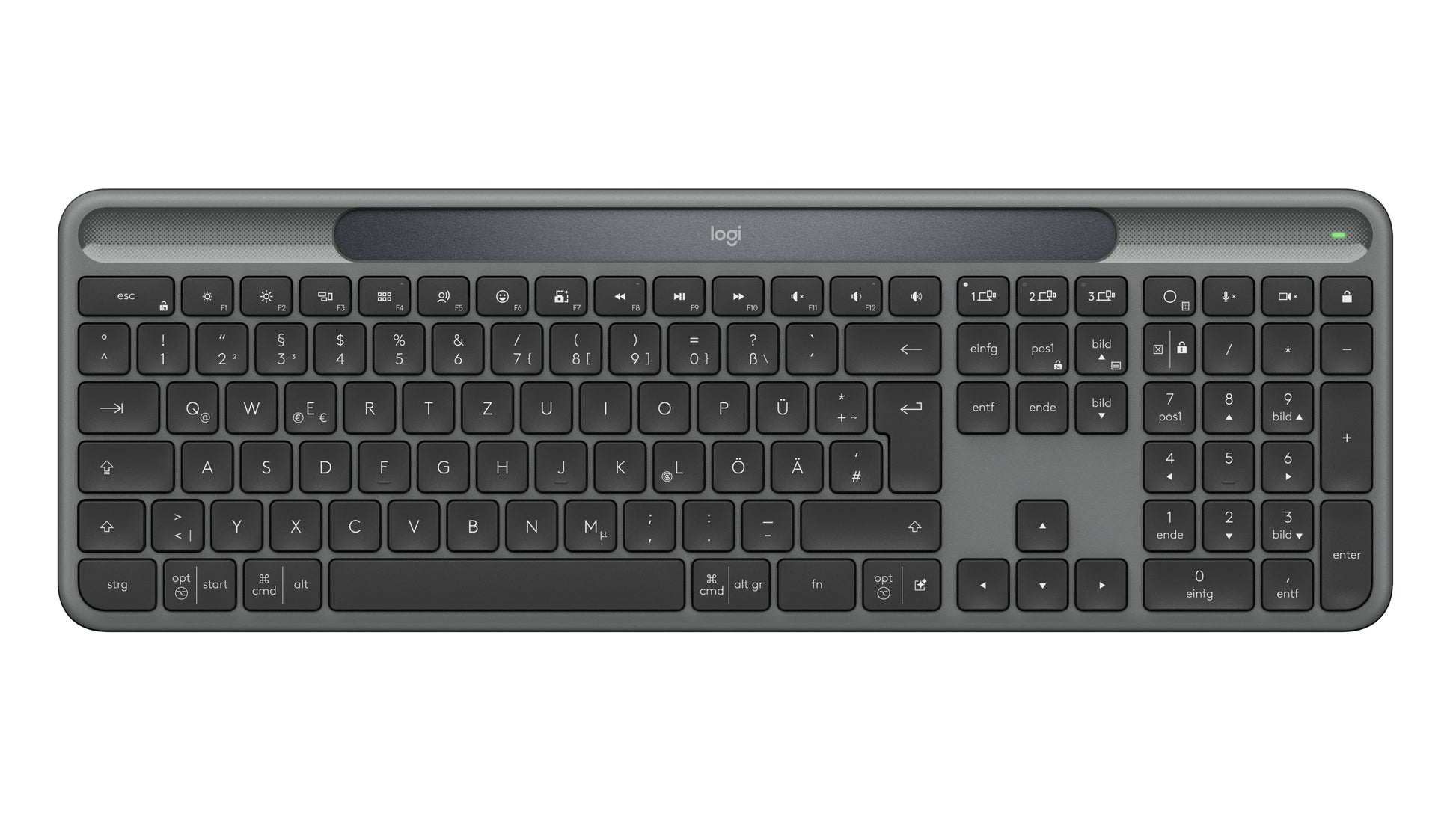 Logitech Signature Slim Solar+ K980 – Tastatur – Bluetooth & 2,4 GHz – Solar, wiederaufladbar – QWERTZ (DE)