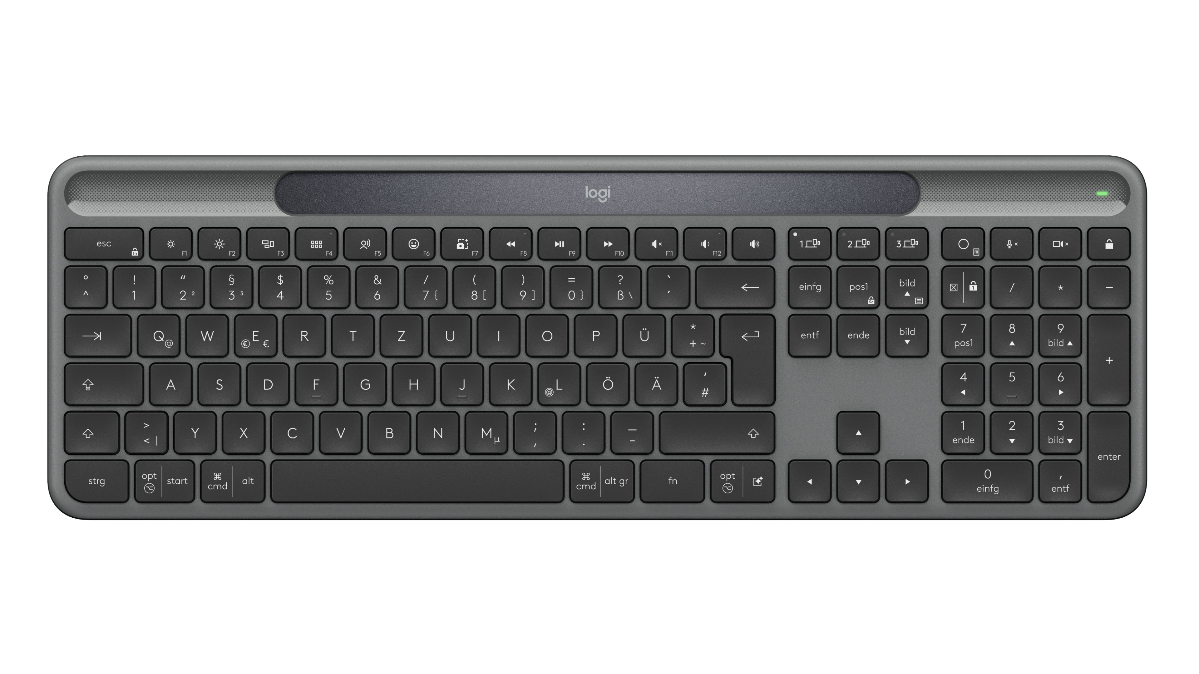 Logitech Signature Slim Solar+ K980 – Tastatur – Bluetooth & 2,4 GHz – Solar, wiederaufladbar – QWERTZ (DE)