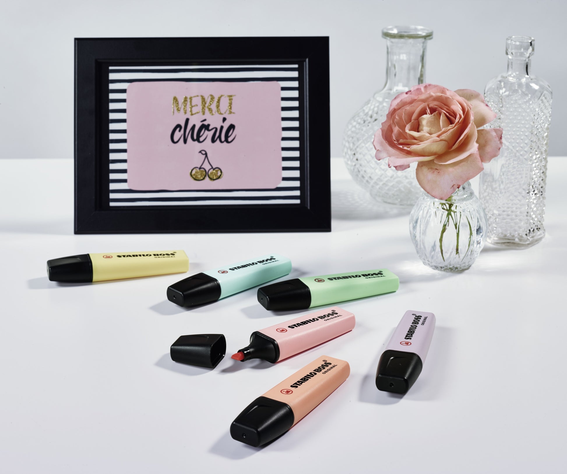 STABILO BOSS Original Textmarker Set 6 Farben Pastell – Keilspitze, 2–5 mm