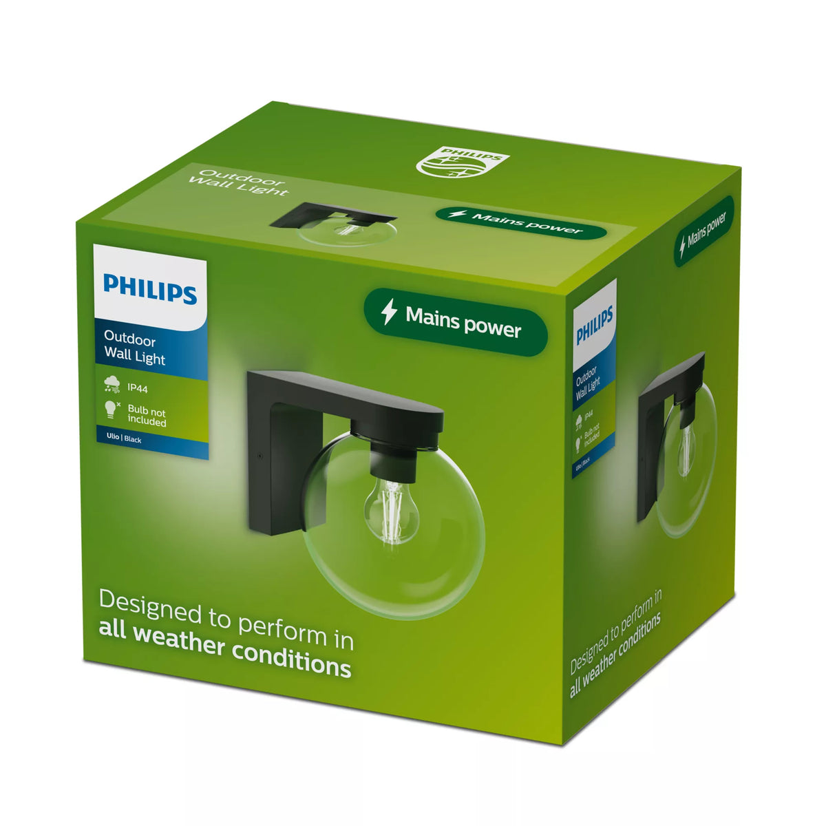Philips by Signify Philips Ulio Aussenwandleuchte – 25,2×22,7 cm – 25 W – IP44 – Netzbetrieb – Schwarz – Aluminium