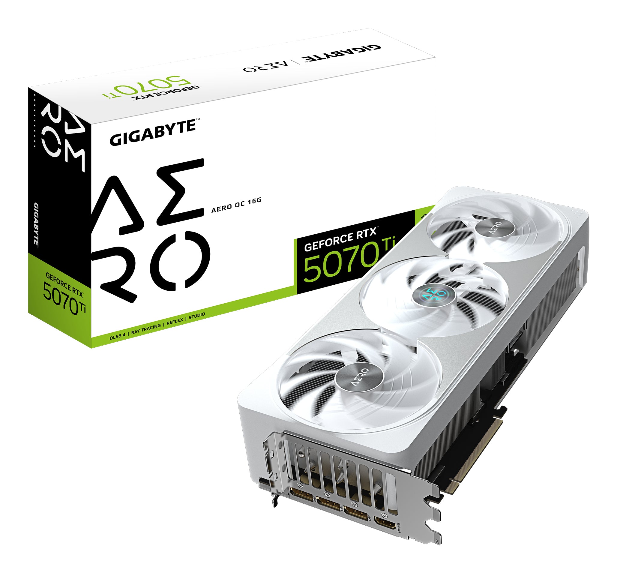 GIGABYTE GeForce RTX 5070 Ti AERO OC 16G – Grafikkarte – 16 GB GDDR7, PCIe 5.0, 3×DP 2.1a/1×HDMI 2.1b, Weiss