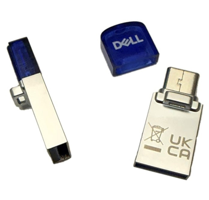 Dell AD564596 USB-Stick 256 GB – USB-A/USB-C USB 3.2 Gen 1, mit Kappe, Blau, Silber