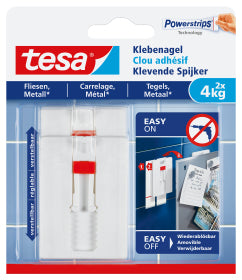 TESA Klebenagel für Putz – 120 × 140 mm, Weiss, bis 4 kg