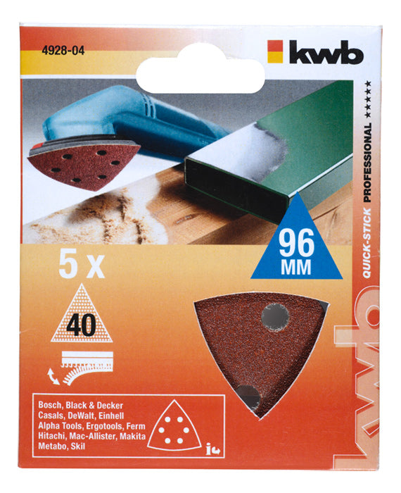 kwb Delta-Haftscheiben 96 mm K40 – für Holz, Metall, Mauerwerk & Beton – 5 Stk