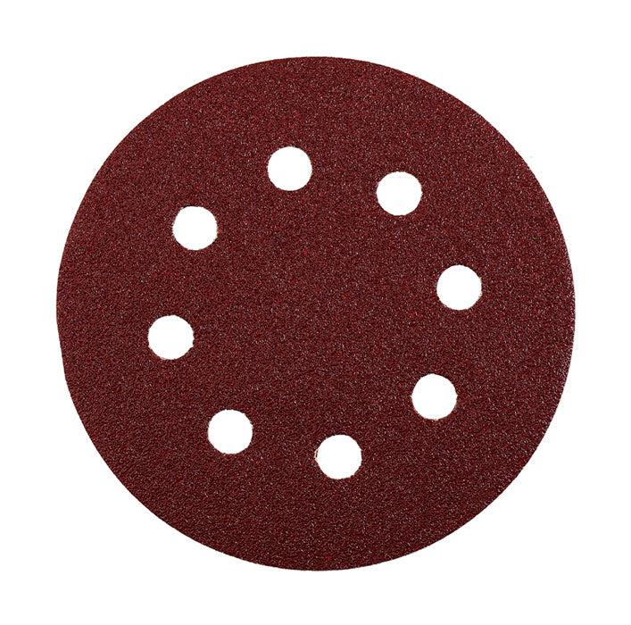 kwb Schleifscheibe 125 mm P240 – für Metall & Holz – 5 Stk – gelocht, 8 Löcher – für Exzenterschleifer