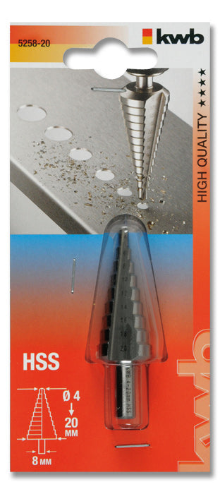 kwb Stufenbohrer 4–20 mm HSS Zylinderschaft 420 mm – für Metall
