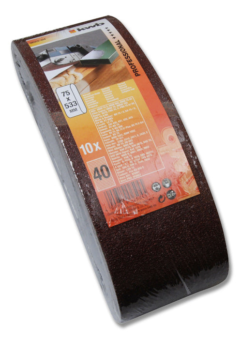 kwb Schleifband 75 × 533 mm – für Holz, Metall – 10 Stk – P40