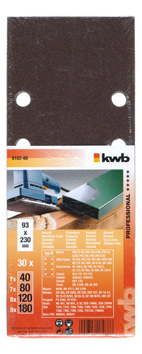 kwb Kraftixx – Sandpapier Typ B, 30 Stück pro Packung