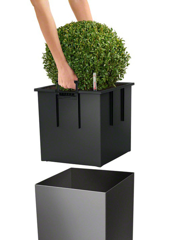 LECHUZA Topfpflanzer – 40 × 40 × 40 cm – Kunststoff, schwarz