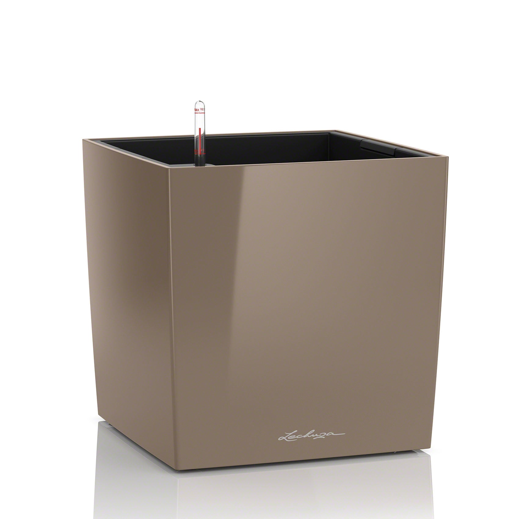 LECHUZA Topfpflanzer – 40 × 40 × 40 cm – Polypropylen (PP), beige – mit automatischer Bewässerung