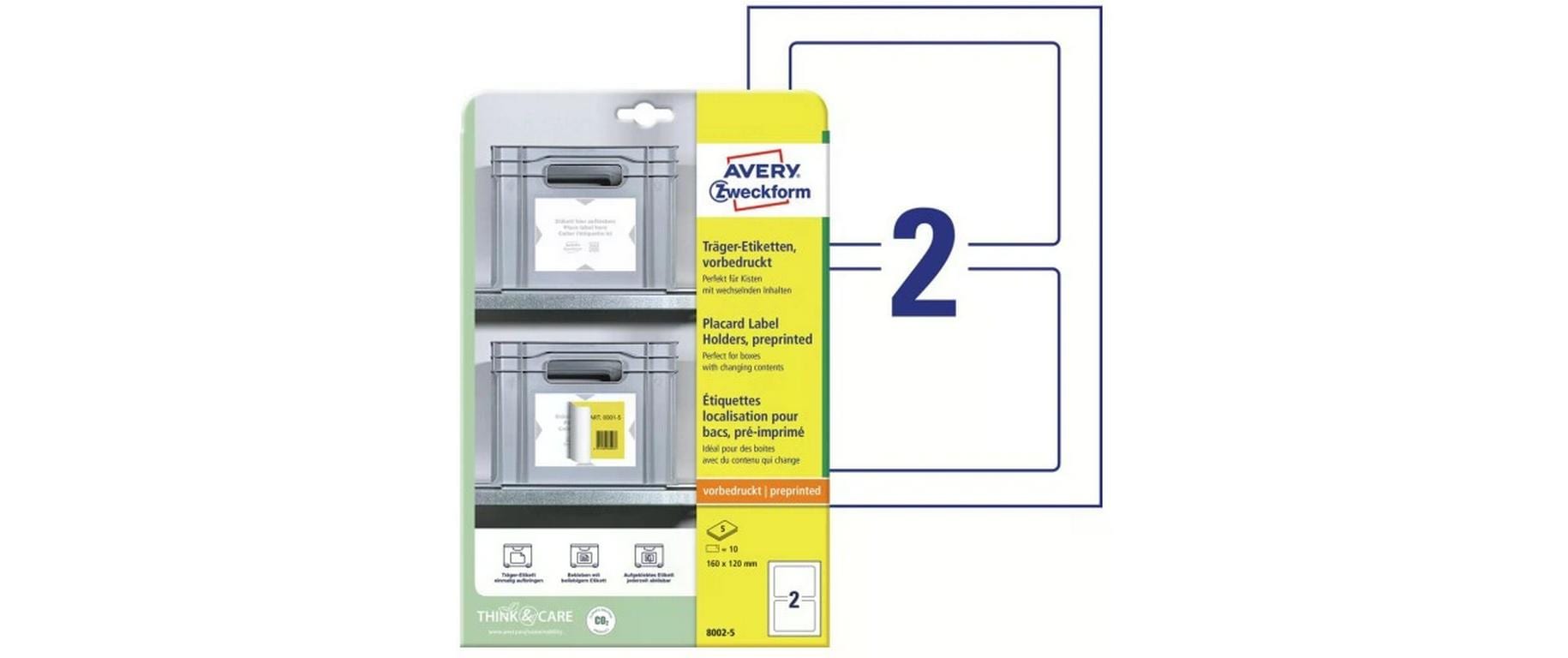 Avery Drucketiketten, 160 mm × 120 mm, weiss, Polyester / Polypropylen (PP), selbstklebend, 5 Blatt, 10 Stk