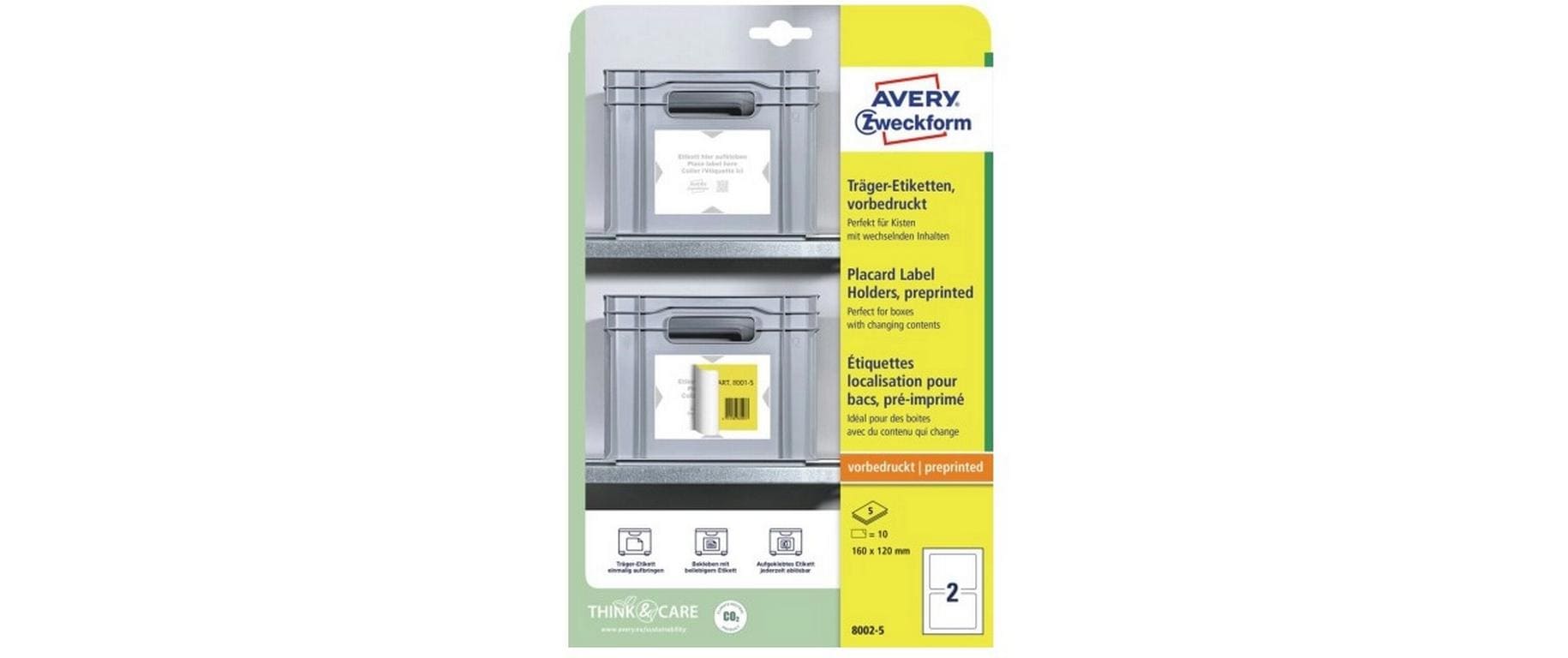 Avery Drucketiketten, 160 mm × 120 mm, weiss, Polyester / Polypropylen (PP), selbstklebend, 5 Blatt, 10 Stk