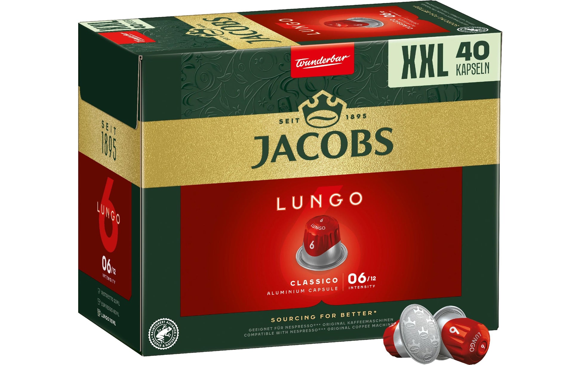 Jacobs Classico – Kapseln für Nespresso – Lungo, Intensität 6, 40 Kapseln
