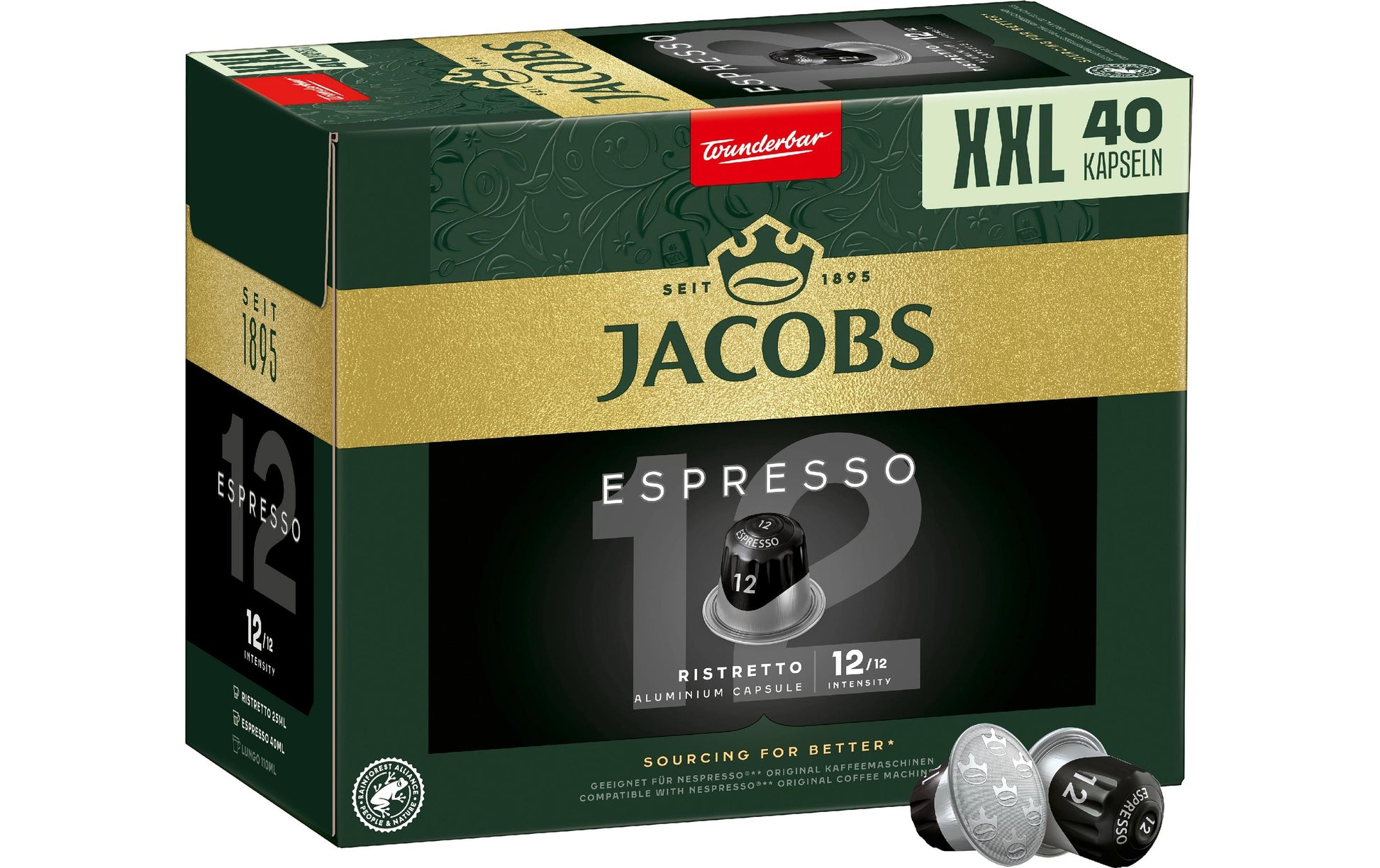 Jacobs Kapseln für Nespresso – Ristretto, Intensität 12, 40 Kapseln