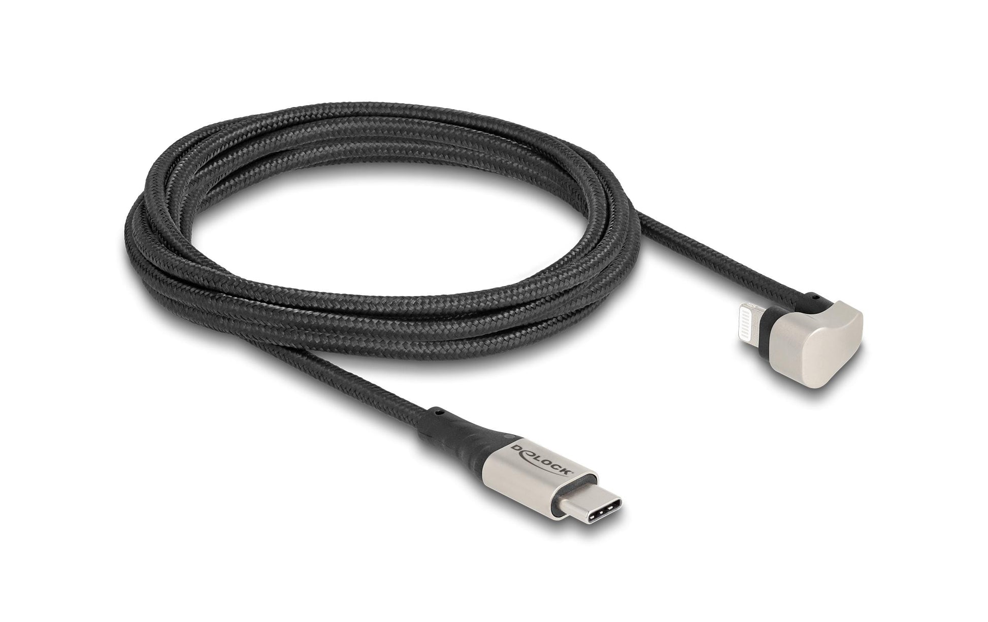 DeLOCK Daten- & Ladekabel – USB-C auf Lightning 2 m, geflochten, Schwarz – für iPhone/iPad