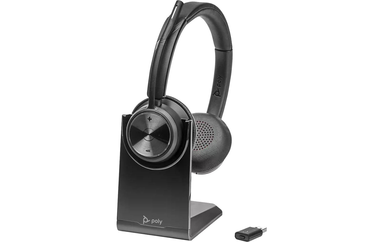 Poly Savi 7320 UC – Duo Headset – DECT, USB-A-Empfänger, Boom-Mikrofon – Schwarz – bis 13 h