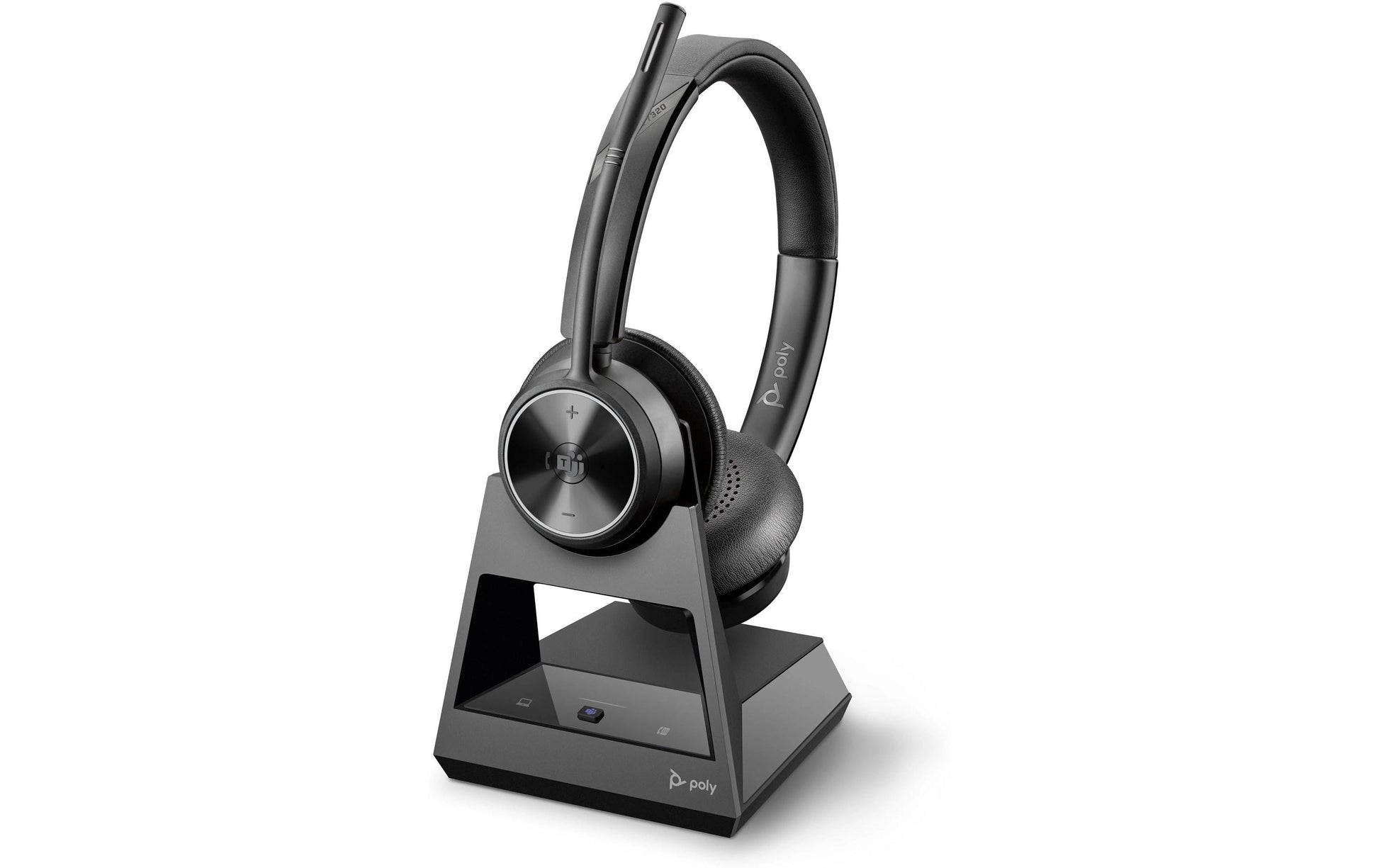 Poly Savi 7320-M Office Stereo – Duo Headset, On-Ear – DECT, Bluetooth 5.3 – Schwarz – bis 13 h