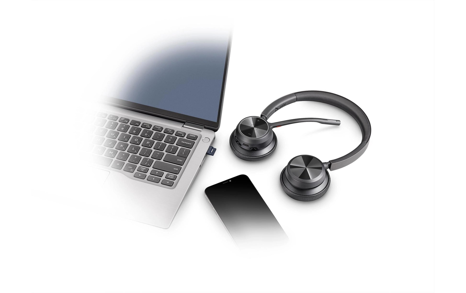 Poly Voyager 4320 – Duo Headset – USB-C, Bluetooth 5.1 – Boom-Mikrofon, Ladestation – Schwarz – bis 24 h