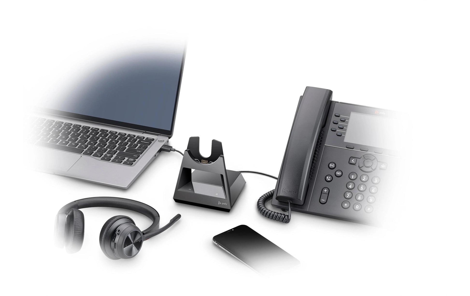 Poly Voyager 4320 – Duo Headset – USB-C, Bluetooth 5.1 – Boom-Mikrofon, Ladestation – Schwarz – bis 24 h