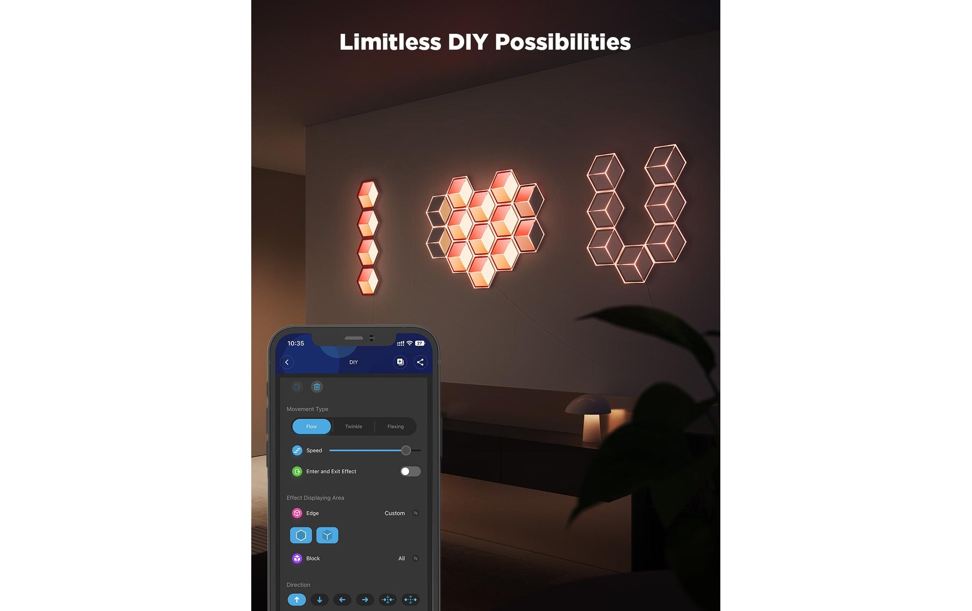 Govee Panel LED Glide Hexa Ultra – RGBIC, Bluetooth, Govee Home App – 72 W – Hellgrau