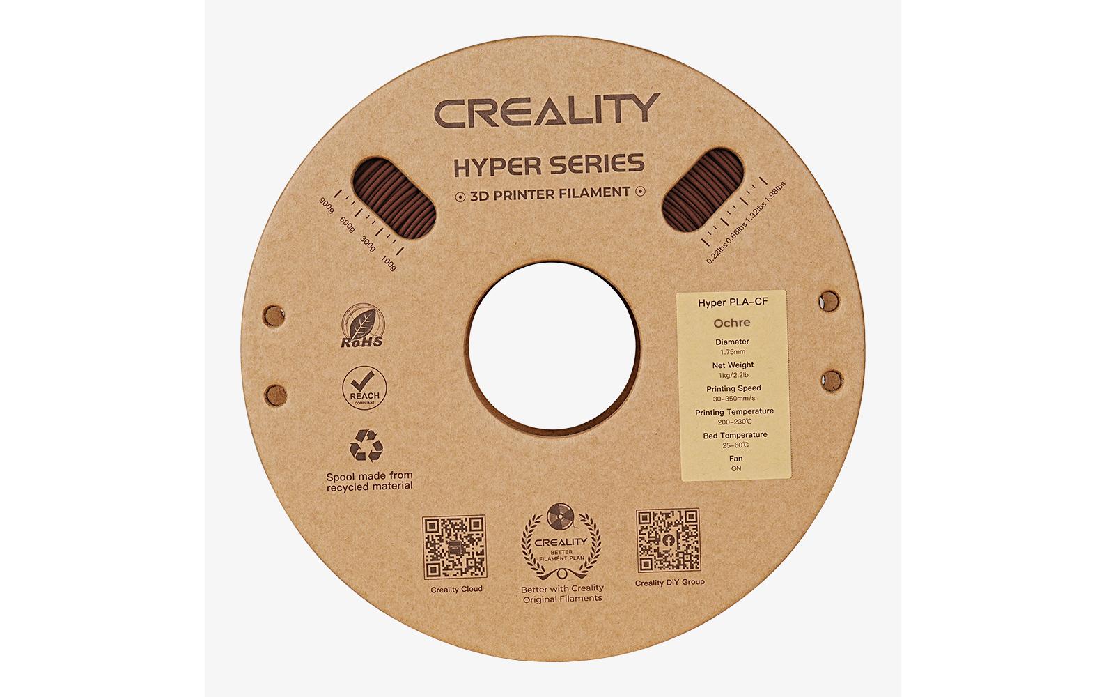 Creality 3D-Drucker-Filament Hyper PLA (Carbonfaser) 1,75 mm Ocker, 1 kg – für Creality 3D K1-C, K1 Max