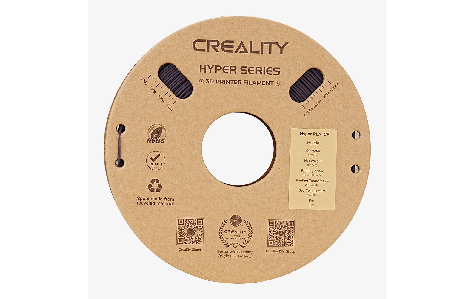 Creality 3D-Drucker-Filament Hyper PLA (Karbonfaser) 1,75 mm Violett, 1 kg – für Creality K1-C, K1 Max
