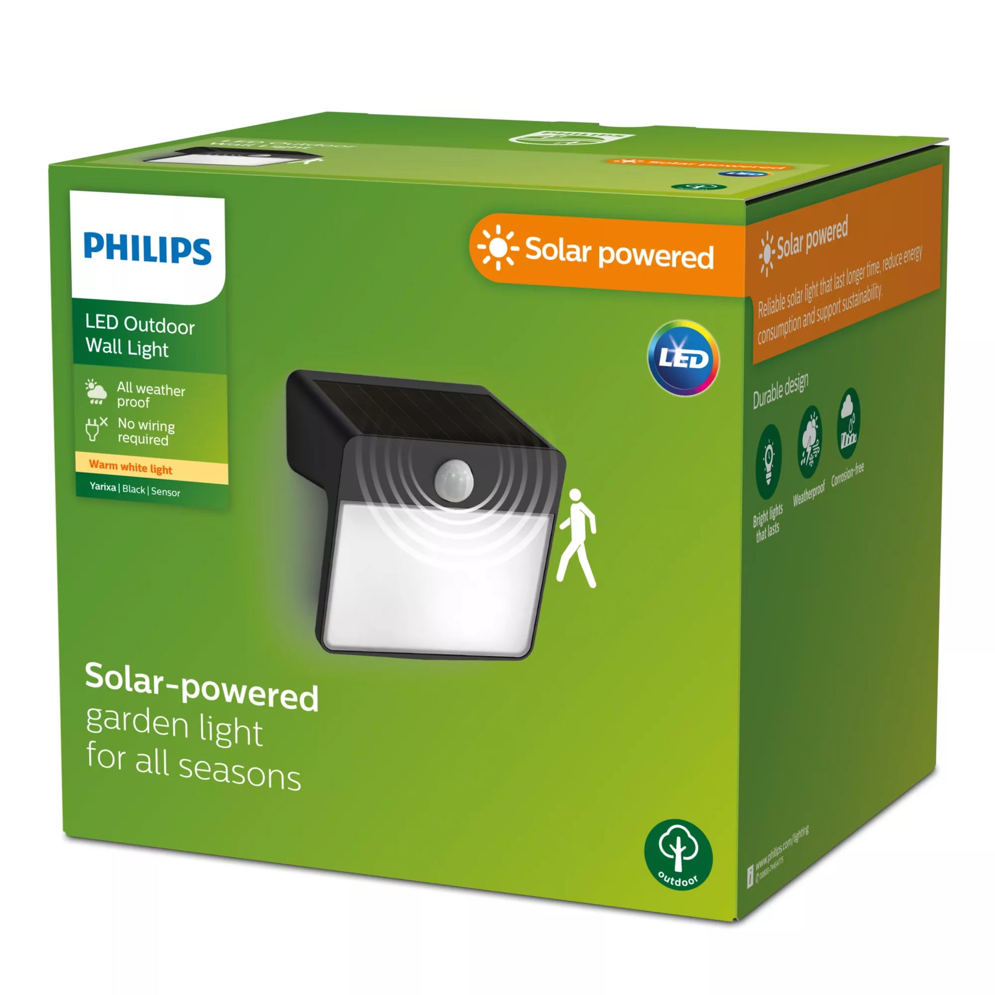 Philips by Signify Philips Aussenwandleuchte – 2700 K – IP44 – Solarbetrieb – mit Bewegungsmelder – Schwarz – Kunststoff