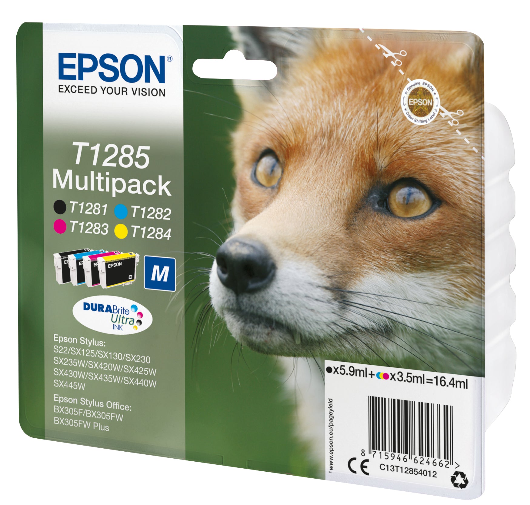 Epson Tintenpatronen-Multipack T1285 (C13T12854022), CMYK – für Stylus SX445W, SX440W, SX435W und andere