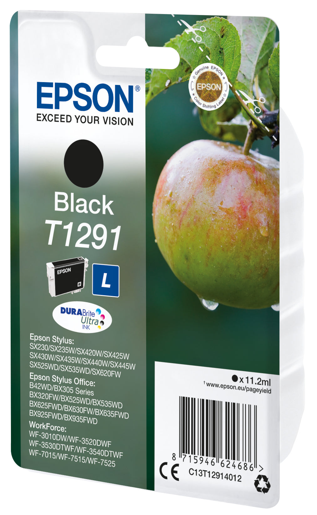 Epson Tintenpatrone T1291 (C13T12914022), Schwarz, Original – für WF-3520DWF, WF-7525, WF-7515 und andere