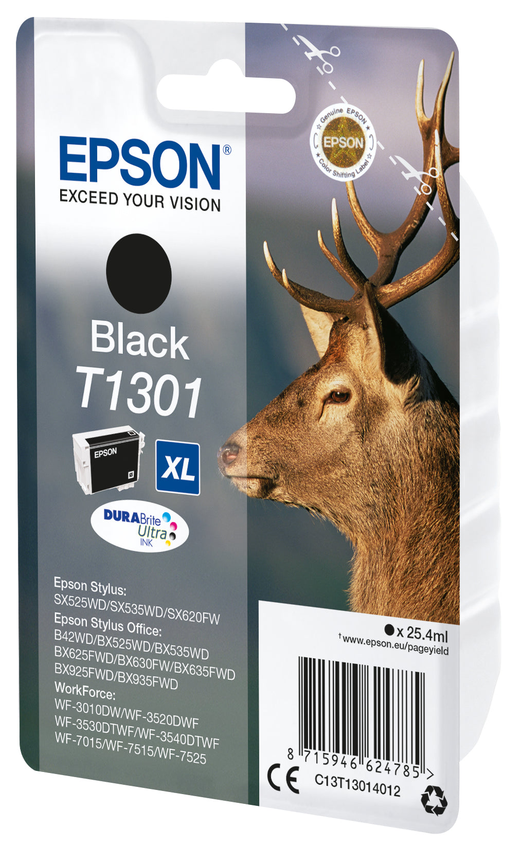 Epson T1301XL Schwarz Tintenpatrone (Original) – 945 Seiten – für WorkForce WF-3520DWF/7525/7515…
