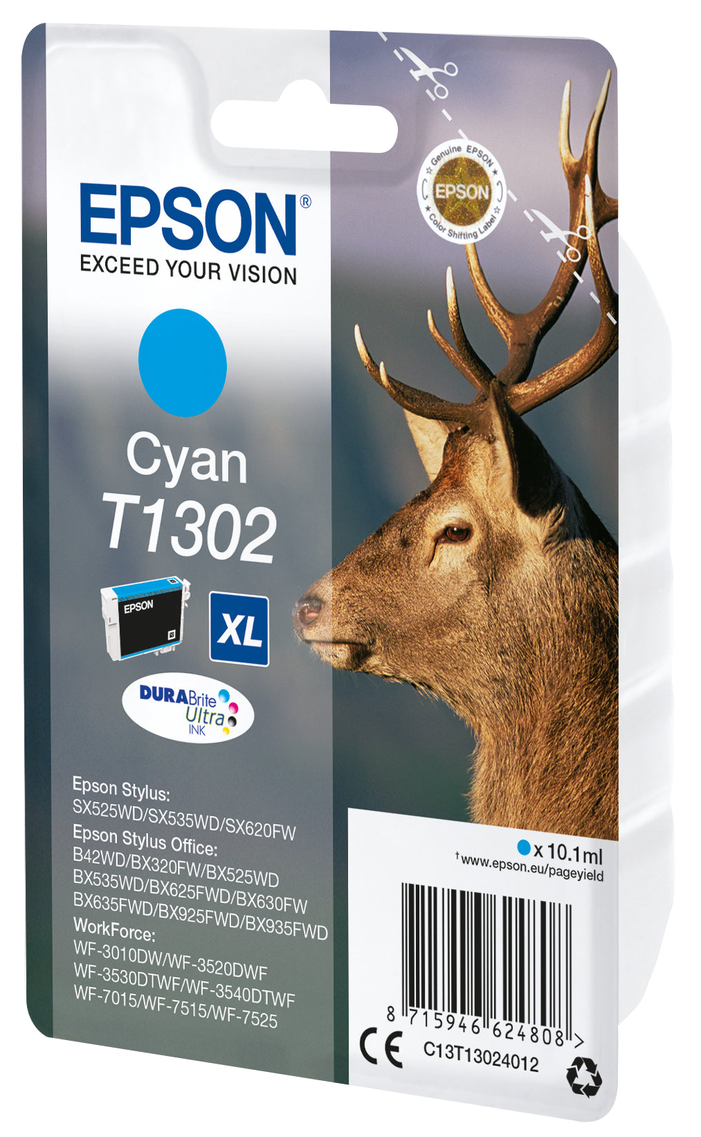 Epson T1302 Cyan Tintenpatrone (Original) – 10,1 ml – für Epson WorkForce WF-3520DWF/WF-7525 …