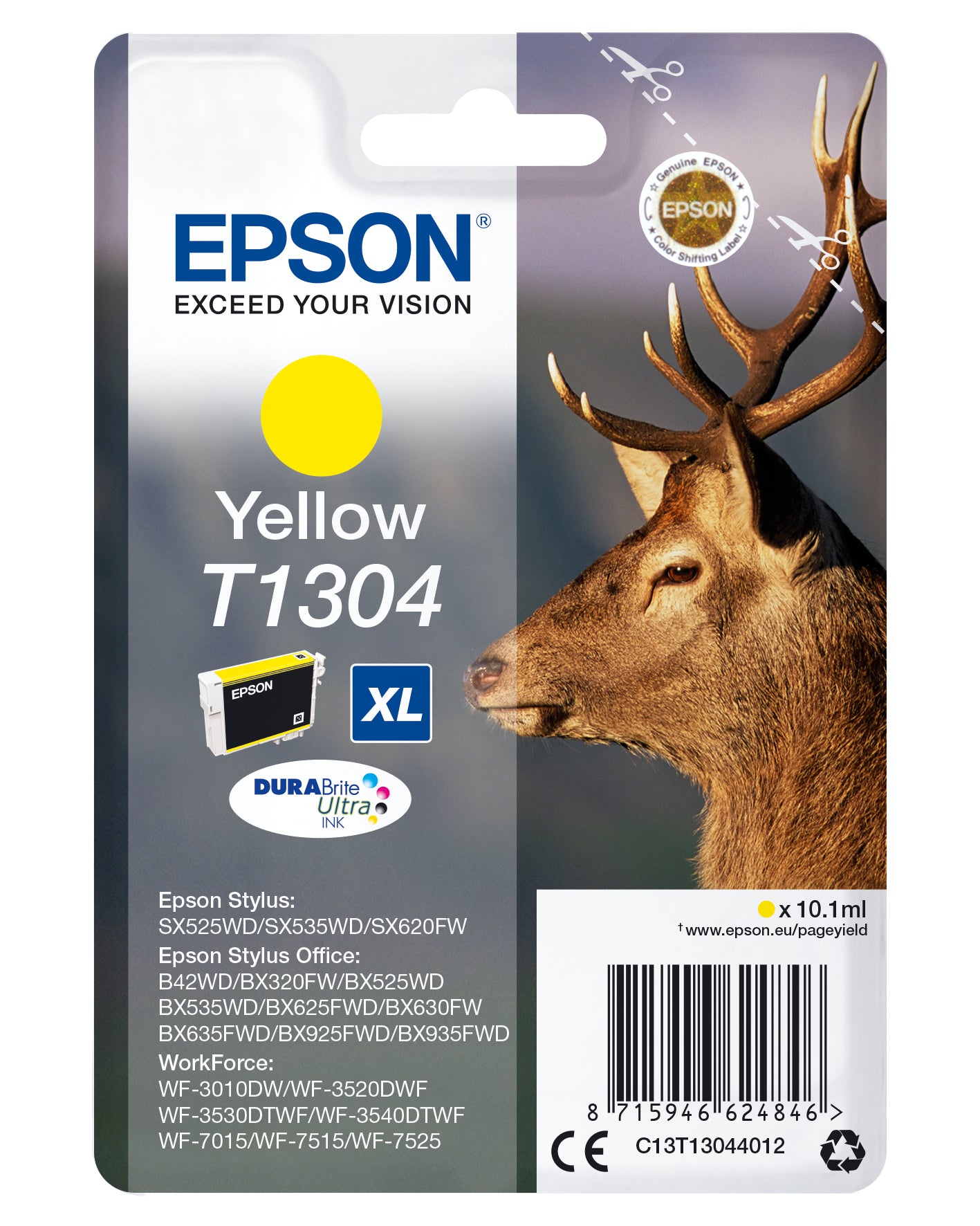 Epson T1304XL Gelbe Tintenpatrone (Original) – 1'005 Seiten – für Stylus SX525WD – C13T13044012